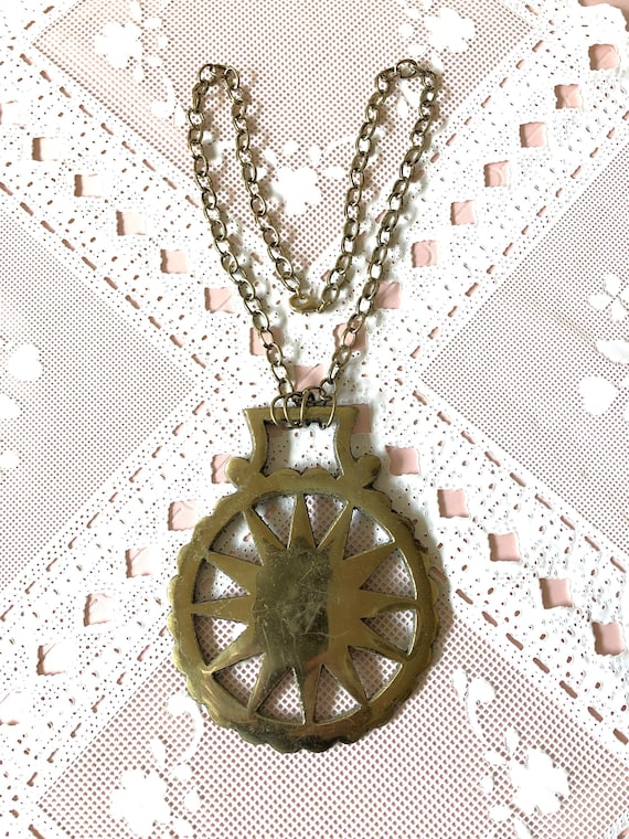 Gold Brass Horse Medallion Necklace. Vintage Horse Brass Medallion Necklace - TikTok Shop main image 4