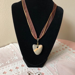 One of a Kind Russian Black Sea Heart Shaped Wishing Stone Necklace & Earrings