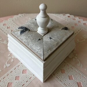One of a Kind Pair Felt Lined White Birch Wood Boxes With Finial Topper ...