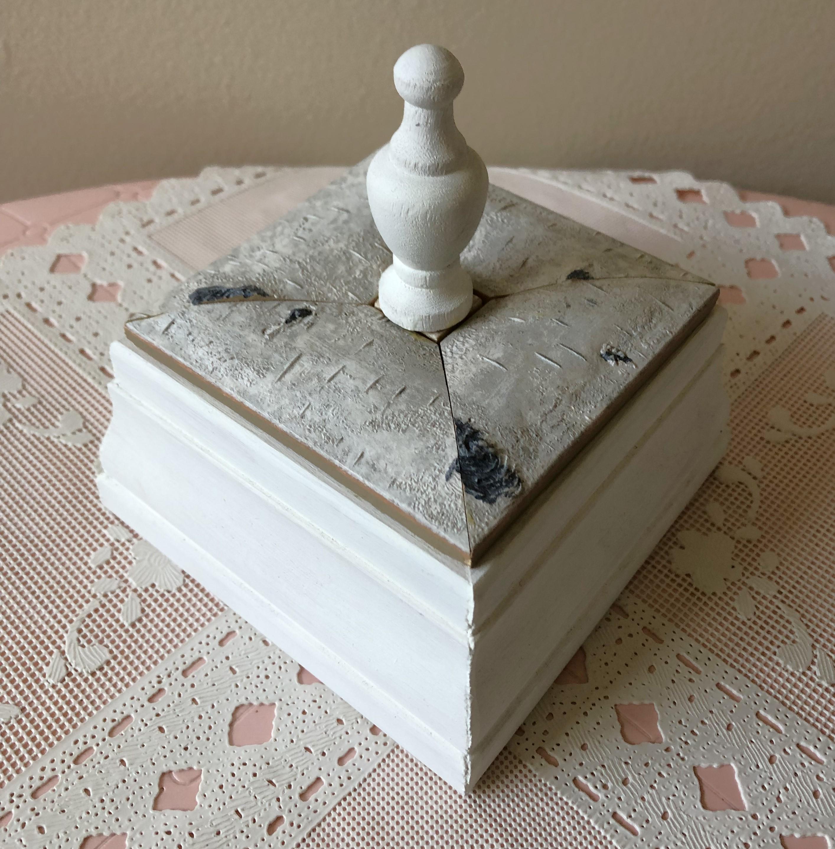 One of a Kind Pair Felt Lined White Birch Wood Boxes With Finial Topper ...