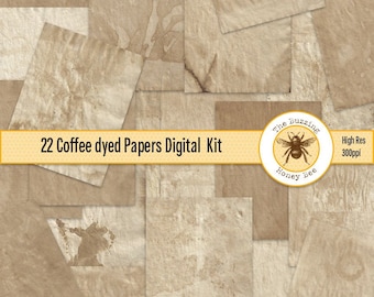Coffee Dyed Papers Digital Download Printable