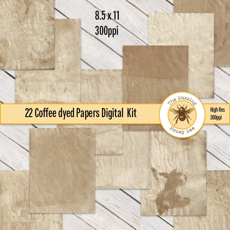 Coffee Dyed Papers Digital Download Printable image 5