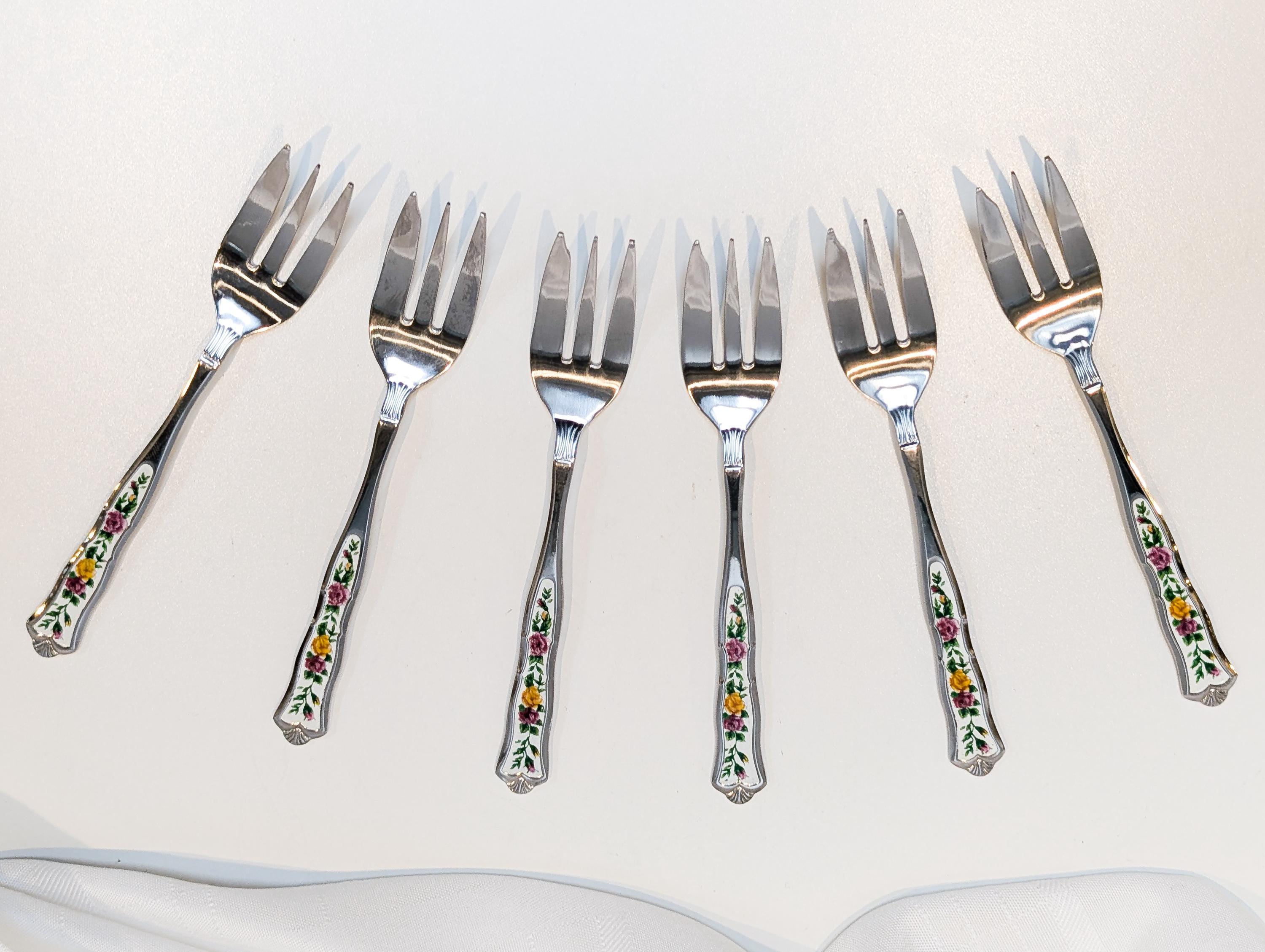 Royal Albert Old Country Roses Cake Forks - Set of 6, Made in