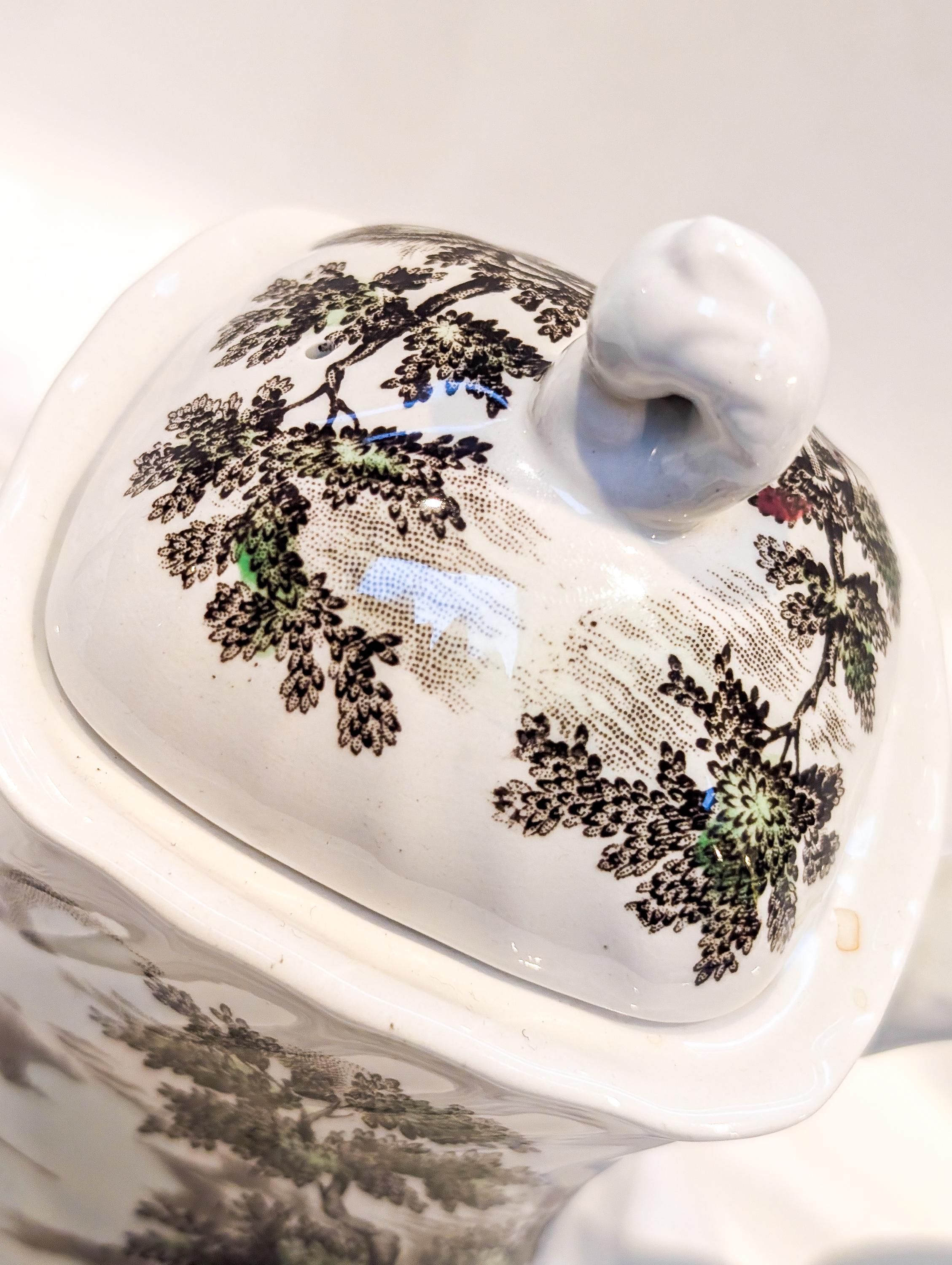 Vintage 'the Hunter' by Myott Brown and White Teapot Circa 1950s