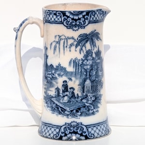  BURSLEM アンティーク食器 Royal Doulton Burslem Vintage Blue Floral Biscuit Jar with Silver