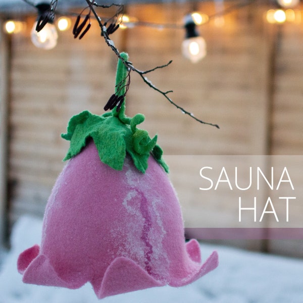 Gefilzte Wolle handgefertigte Sauna-Hut Glockenblume, Hut Blume
