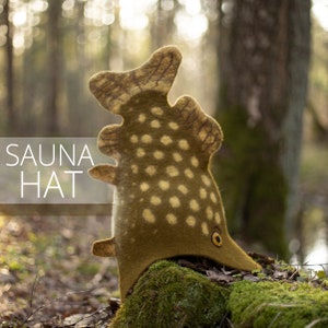 Felted Wool Handcrafted Sauna Hat, hat Pike, hat fish, freshwater fishes