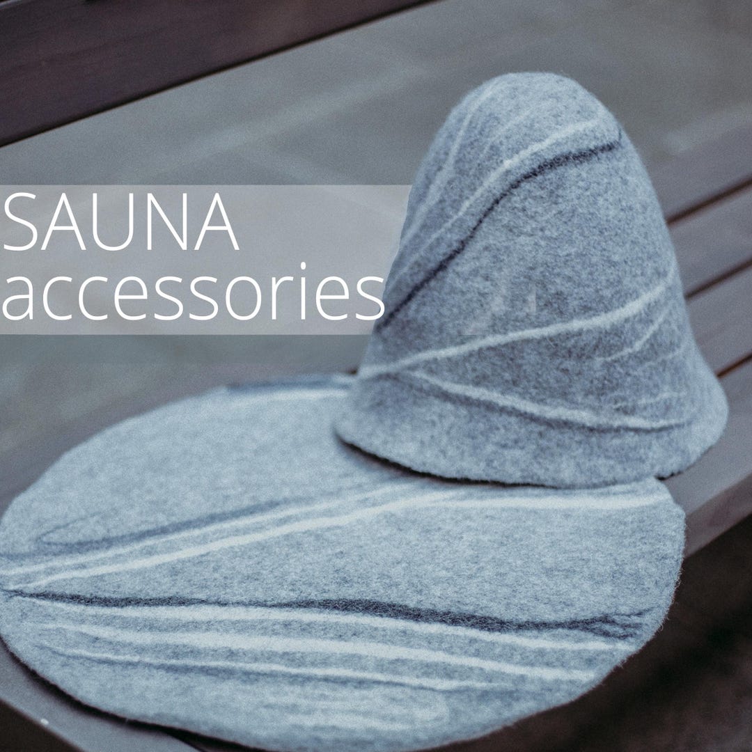 100% Cotton Sauna Set - Blue Hat & Mat Bundle
