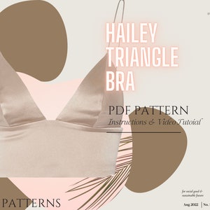 Hailey Triangle Bra / Bralette Digital Sewing Pattern PDF //S XXL