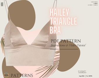 Hailey Triangle Bra / Bralette Digital Sewing Pattern PDF //S - XXL //