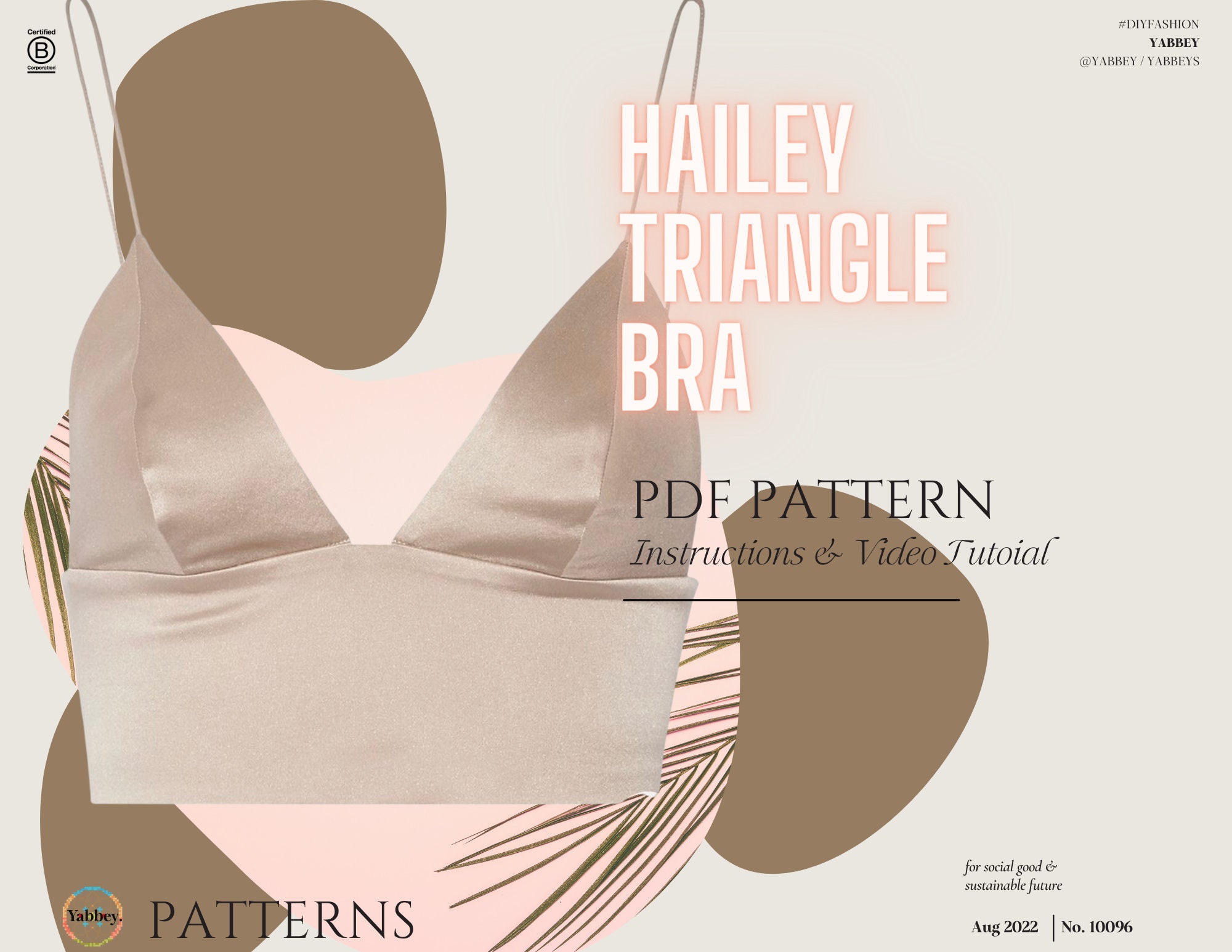 Hailey Triangle Bra / Bralette Digital Sewing Pattern PDF //S XXL // 