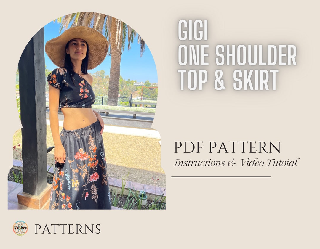 Gi Top Pattern Gigi One Shoulder Top and Skirt Etsy Digital Sewing Pattern PDF //S ...