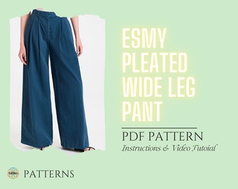 Esmy Pleated Wide Pant  Pant Digital Sewing Pattern PDF // XS - XXL Sizes //