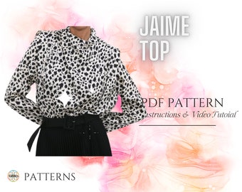 Long Sleeve Jaime Top Digital Sewing Pattern PDF // S, M, L, XL, XXL //