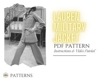 Padrão de costura digital para jaqueta militar Lauren em PDF //P - XXG //