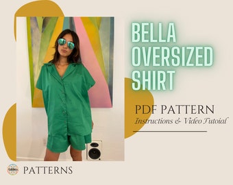 Bella Oversize Short Sleeve Shirt Digital Sewing Pattern PDF //S - XXL //