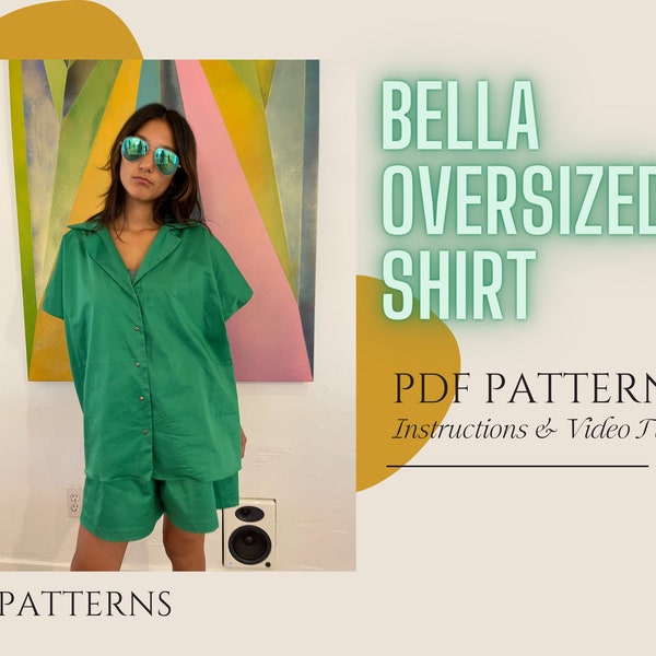Bella Oversize Short Sleeve Shirt Digital Sewing Pattern PDF //S - XXL //