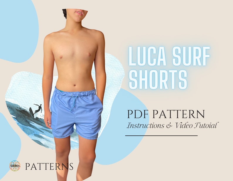 Lucas surfshorts digitala sömnadsmönster PDF //S - XXL // bild 1