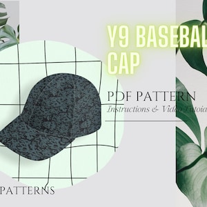 Y2 Baseball Cap Digital Sewing Pattern PDF // kids, men and women head sizes 50 cm 60 cm or 19 23 inches // image 1