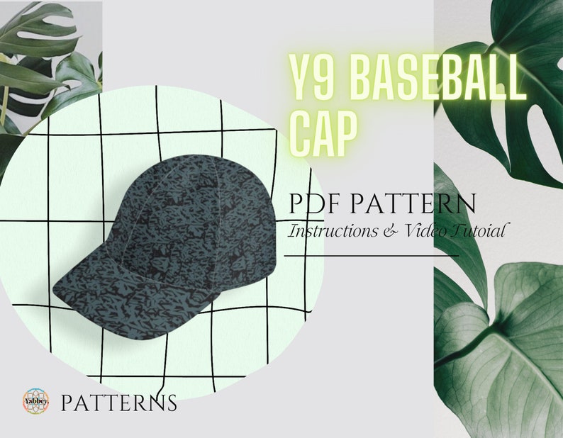 Y2 Baseball Cap Digital Sewing Pattern PDF // kids, men and women head sizes 50 cm 60 cm or 19 23 inches // image 1