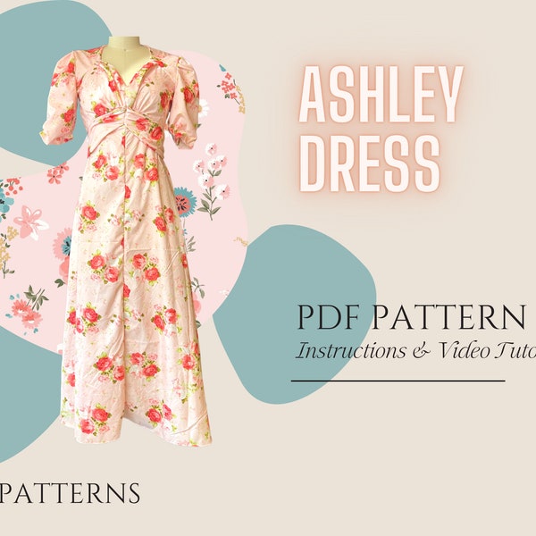 Ashley Dress Adults Digital Sewing Pattern PDF //S - XXL //