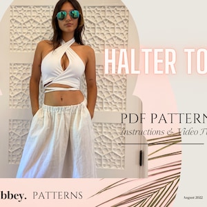 Cut Out Keyhole Cross Neck Halter Top Digital Sewing Pattern PDF //S - XXL //