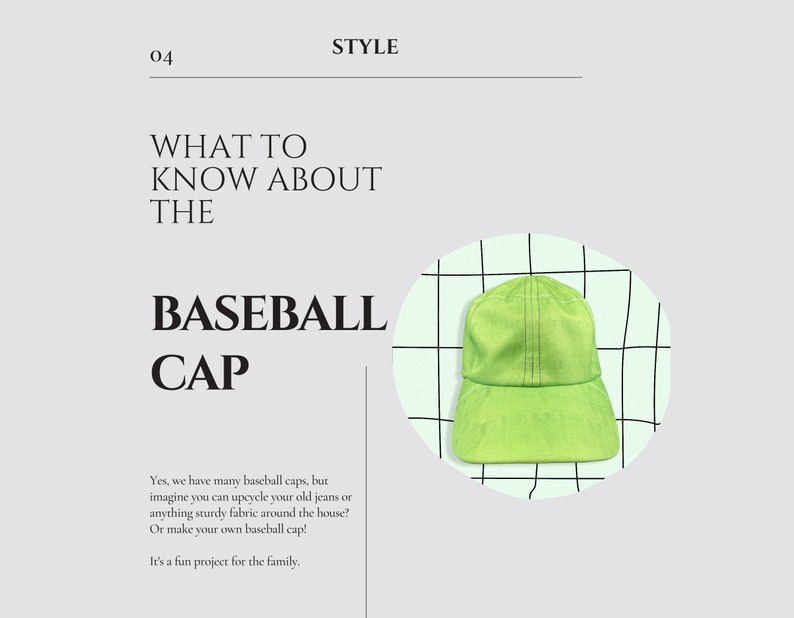 Y2 Baseball Cap Digital Sewing Pattern PDF // kids, men and women head sizes 50 cm 60 cm or 19 23 inches // image 3