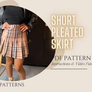 Short Pleated Skirt Sewing Pattern PDF  // S - XXL // Skirt