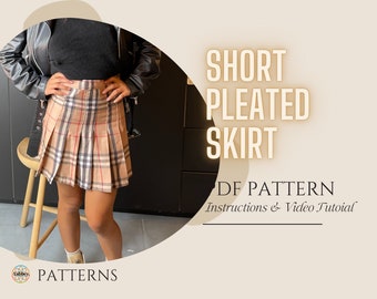 Short Pleated Skirt Sewing Pattern PDF  // S - XXL // Skirt