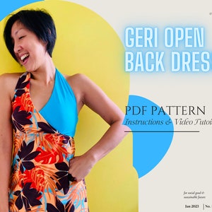 Geri Open Back Dress Digital Sewing Pattern PDF //S - XXL //