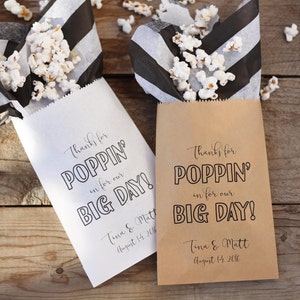 Thanks for Popping By Favor Bags - Custom Popcorn Bar Favor Bags | Wedding or Bridal Shower Favor
