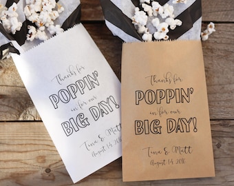 Thanks for Popping By Favor Bags - Custom Popcorn Bar Favor Bags | Wedding or Bridal Shower Favor