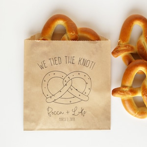 We Tied The Knot Wedding Favor Bags Pretzel Bag, Soft Pretzel Bags Grease Resistant Bags image 1