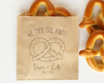 We Tied The Knot Wedding Favor Bags - Pretzel Bag, Soft Pretzel Bags - Grease Resistant Bags