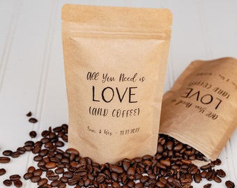 Coffee Wedding Favor Bag - Bridal Shower Favor, Coffee Favor Bags, Resealable Coffee Pouch, Personalized Wedding Favor
