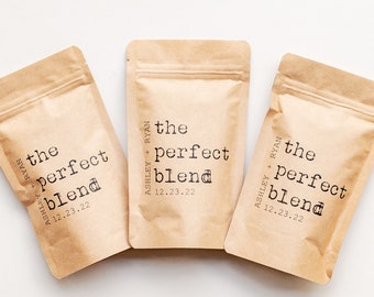 The Perfect Blend Coffee Wedding Favor Bag - Bridal Shower Favor, Coffee Favor Bags, Resealable Coffee Pouch, Personalized Wedding Favor