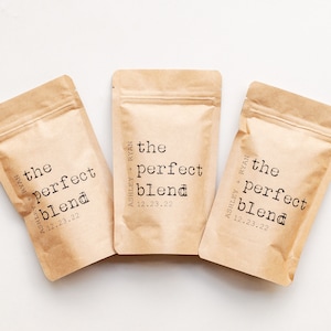 A mistura perfeita de café para lembrancinhas de casamento - lembrança para chá de panela, sacolas para lembrancinhas de café, bolsa de café resselável, lembrancinha de casamento personalizada
