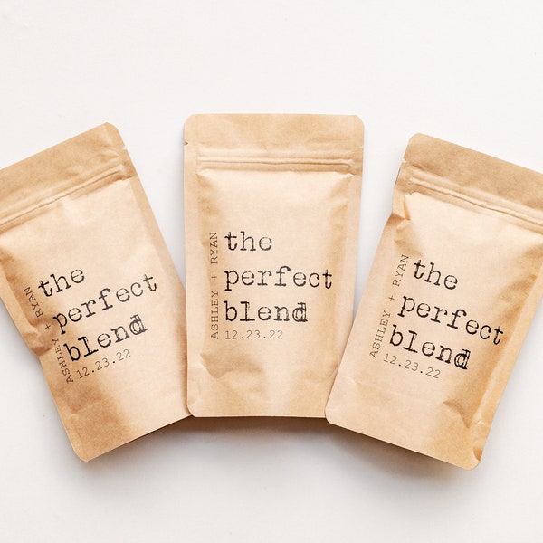 The Perfect Blend Coffee Wedding Favor Bag - Bridal Shower Favor, Coffee Favor Bags, Resealable Coffee Pouch, Personalized Wedding Favor