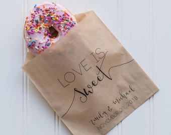 Love Is Sweet Personalized Wedding Favor Bags