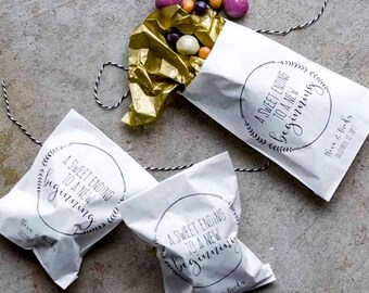 A Sweet Ending To A New Beginning Wedding Favor Bags - Candy Buffet, Popcorn Bags, Sweet Bags, Rehearsal Dinner, Engagement Party,Donut Bags