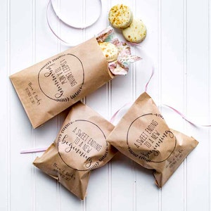 A Sweet Ending To A New Beginning Personalized Wedding Favor Bags - Candy Buffet, Popcorn Bar, Rehearsal Dinner, Engagement Party