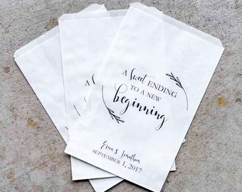 Favor Bags, A Sweet Ending Personalized Wedding Favors - Candy Buffet, Popcorn Bar, Rehearsal Dinner, Engagement Party, Custom