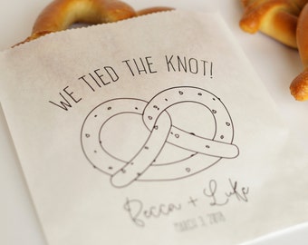 We Tied The Knot Wedding Favor Bags - Pretzel Bag, Soft Pretzel Bags - Grease Resistant Bags