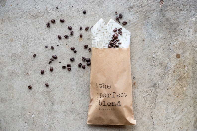 Perfect Blend Wedding Favor Bag Coffee Favors for Wedding,Tea Favors for Party,Bridal Shower Favors,Coffee Bags, Custom Favor Bag,Rehearsal image 1