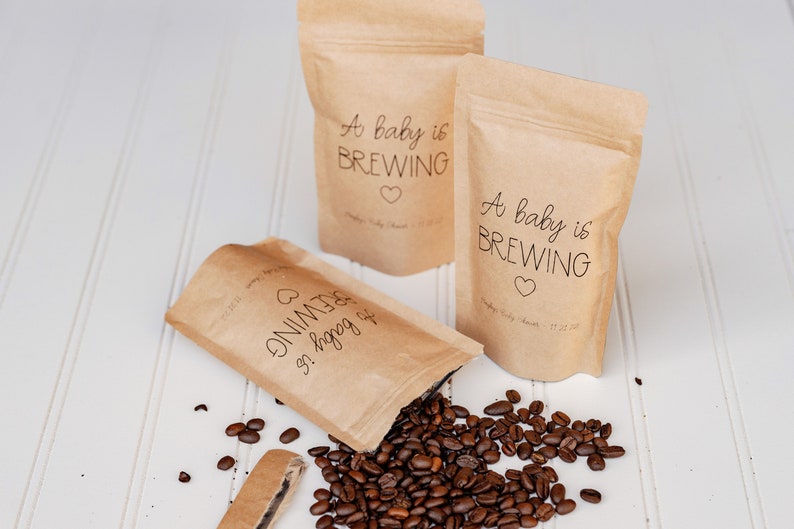 A Baby Is Brewing Baby Shower Favor Bag Tea Favor, Coffee Favor Bag, Resealable Coffee Pouch, Personalized Favor Bag image 7