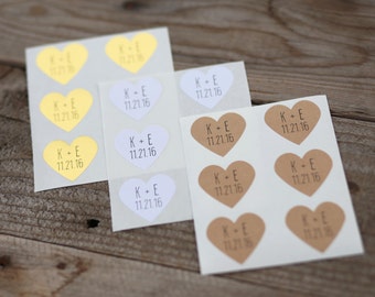 48 Custom Initial and Date Stickers - Stickers for Wedding Favors, Envelope Seals, Wedding Invitations