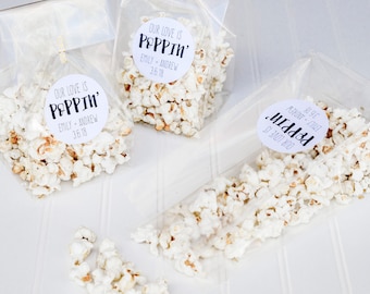 Our Love Is Popping Favor Bags - Custom Popcorn Bar Favor Bags, Wedding Favor Bags, Bridal Shower Favor Kit