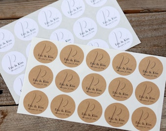 Personalized Monogram Stickers - for Envelope Seals, Wedding Favors or Invitations