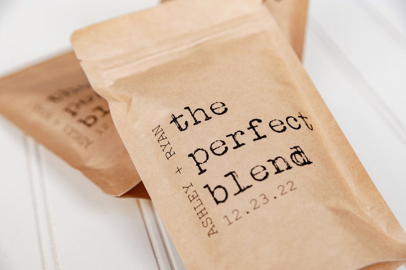 The Perfect Blend Coffee Wedding Favor Bag Bridal Shower Favor, Coffee Favor Bags, Resealable Coffee Pouch, Personalized Wedding Favor image 8