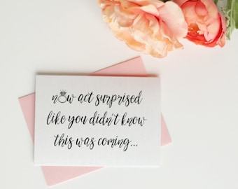 Set of 6 Will You Be My Bridesmaid Cards- Now Act Surprised, Bridal Party Card, Bridesmaid Proposal,Maid of Honor Gift,Ask Bridesmaids